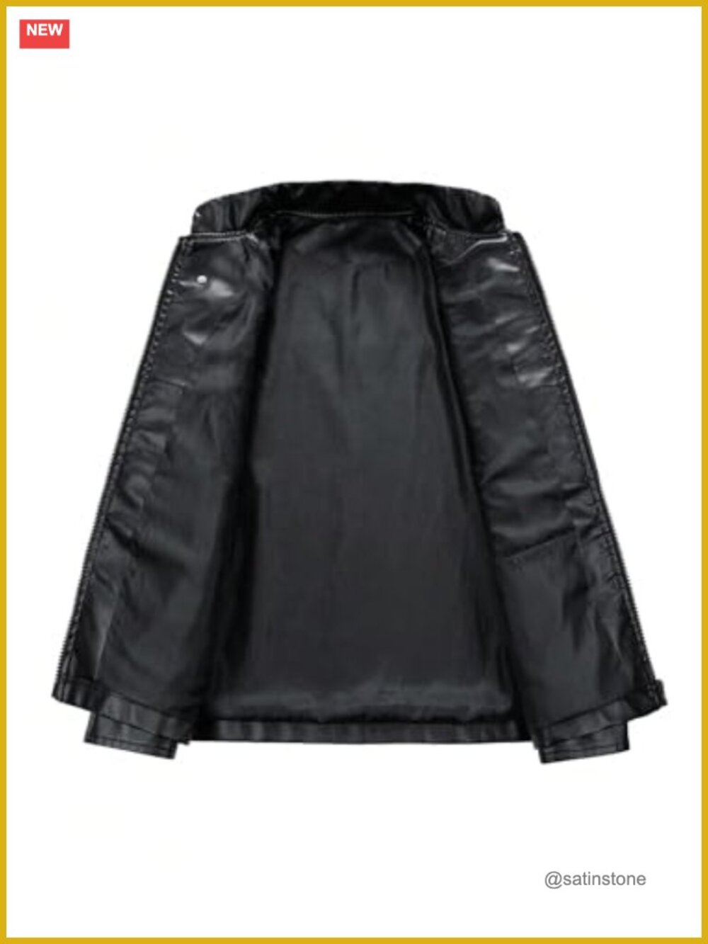 Faux Leather Racer Jacket Y2k Graphic Streetwear Oversized Coat - Picture 4 of 5